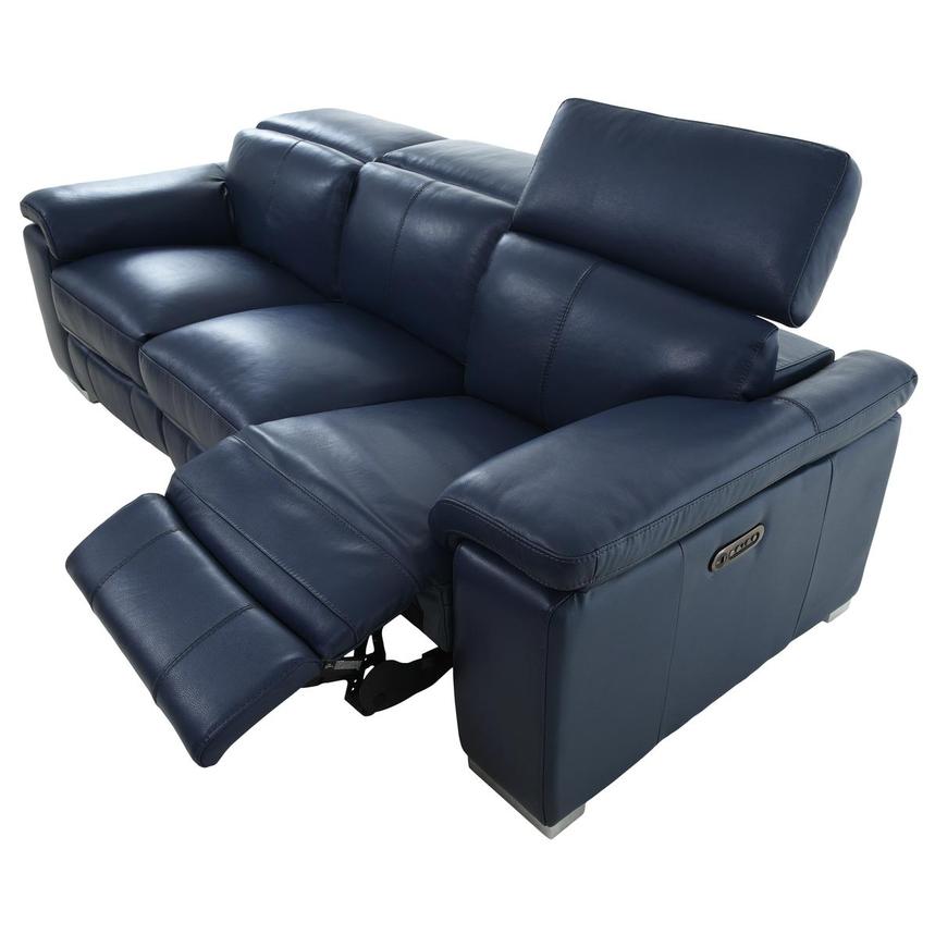 Charlie Blue Leather Power Reclining Sofa  alternate image, 4 of 10 images.