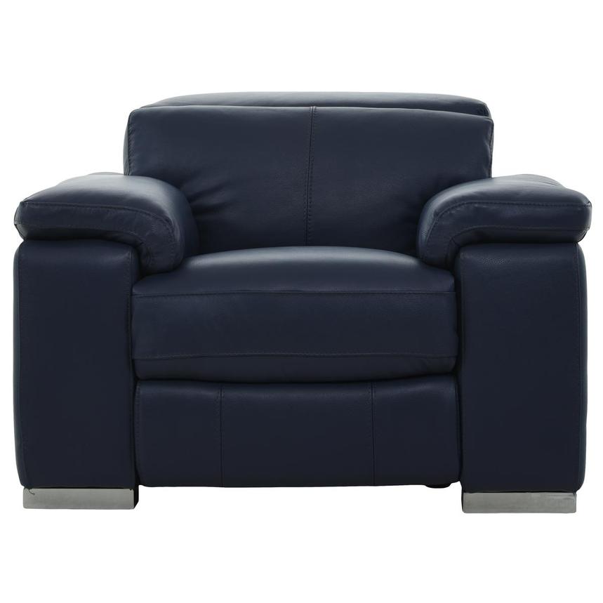Charlie Blue Leather Power Recliner main image, 1 of 12 images.