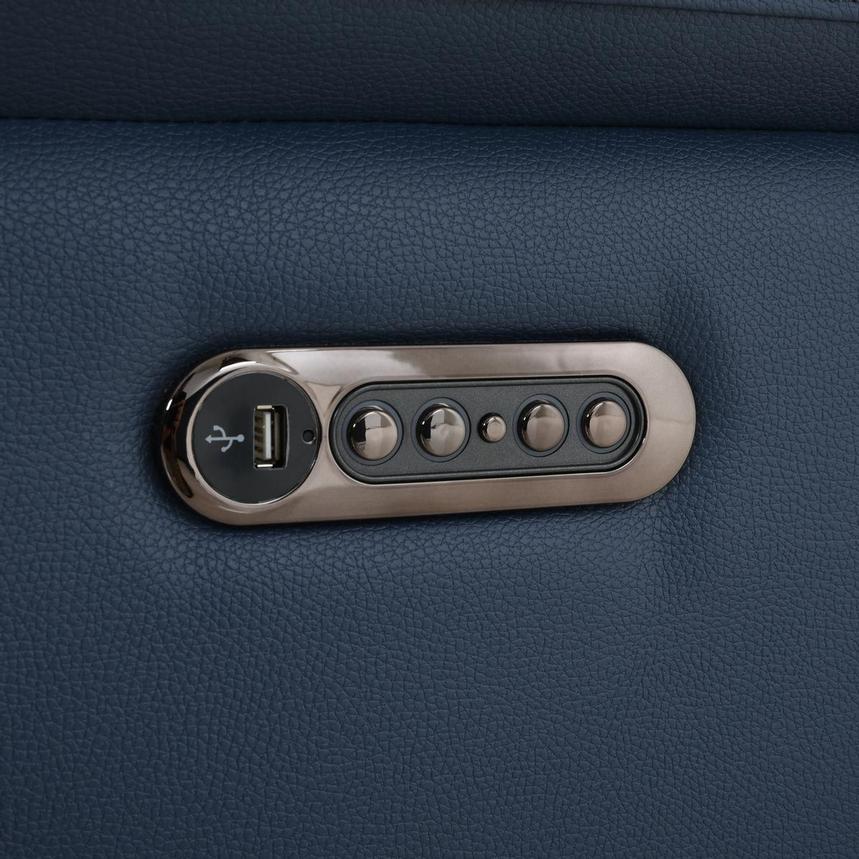 Charlie Blue Leather Power Reclining Loveseat alternate image, 9 of 11 images.