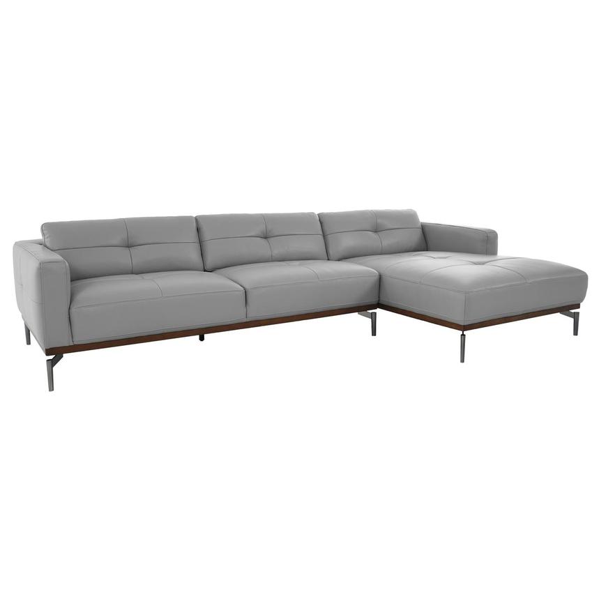 Nate Gray Leather Corner Sofa w/Right Chaise  alternate image, 4 of 15 images.