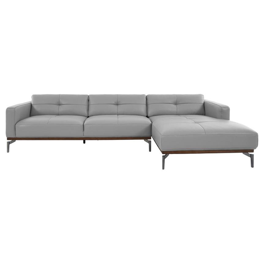 Nate Gray Leather Corner Sofa w/Right Chaise  main image, 1 of 15 images.