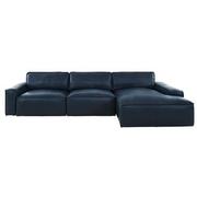 Kira Blue Leather Corner Sofa w/Right Chaise  main image, 1 of 9 images.