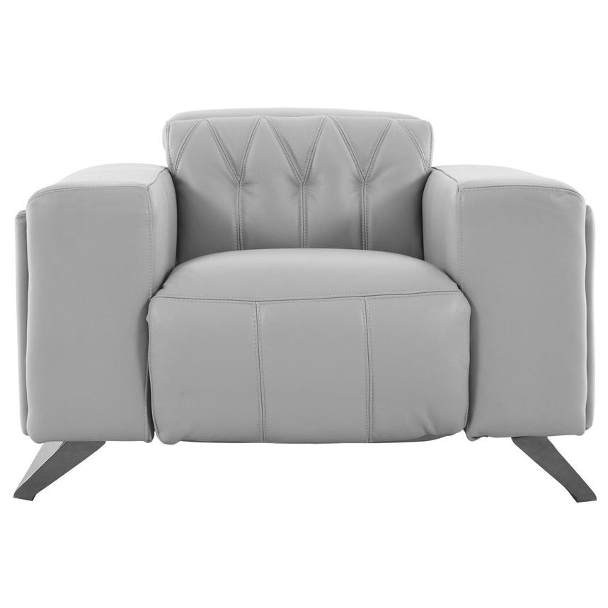 Anchi Silver Leather Power Recliner  main image, 1 of 10 images.