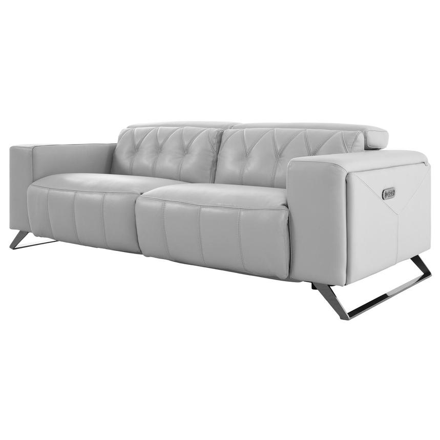 Anchi Silver Leather Power Reclining Sofa  alternate image, 2 of 12 images.
