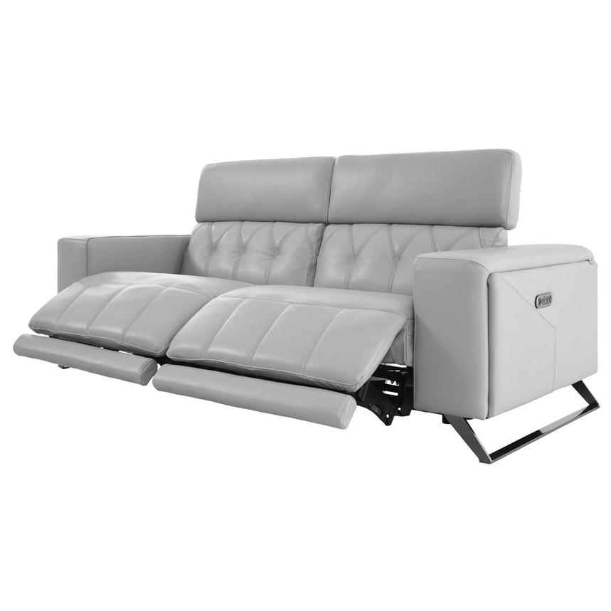 Anchi Silver Leather Power Reclining Sofa  alternate image, 3 of 11 images.