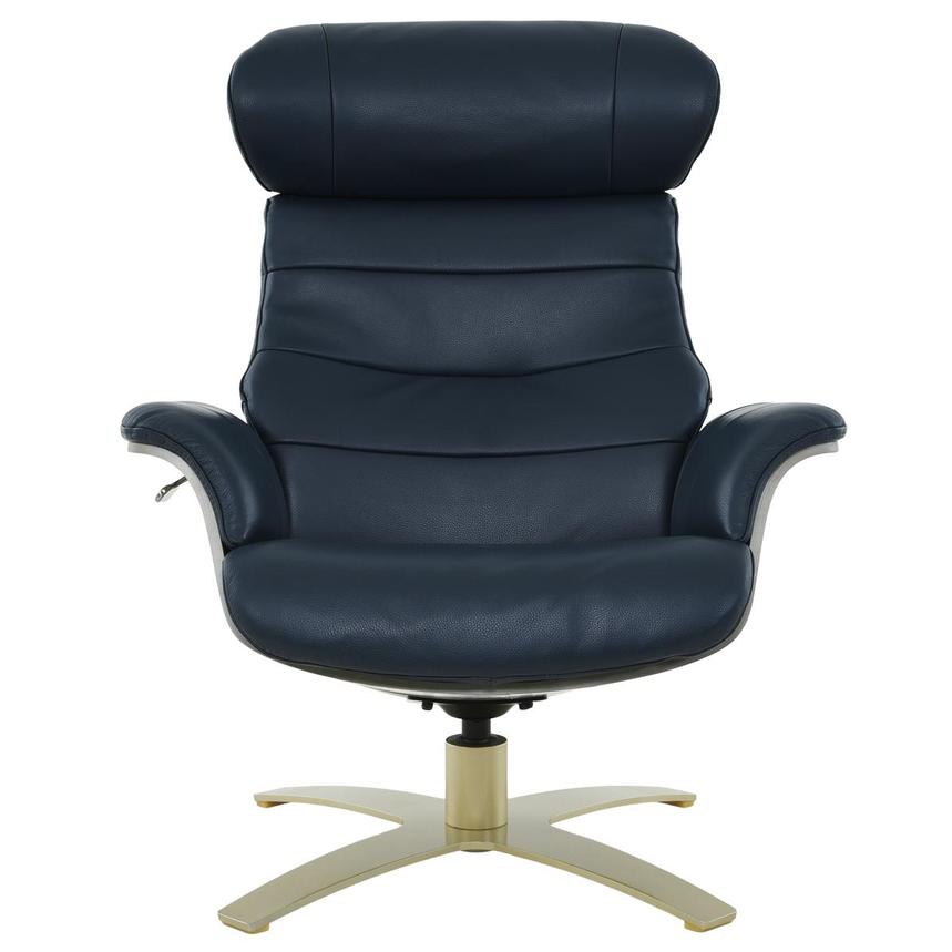 Enzo II Dark Blue Leather Swivel Chair  alternate image, 5 of 11 images.