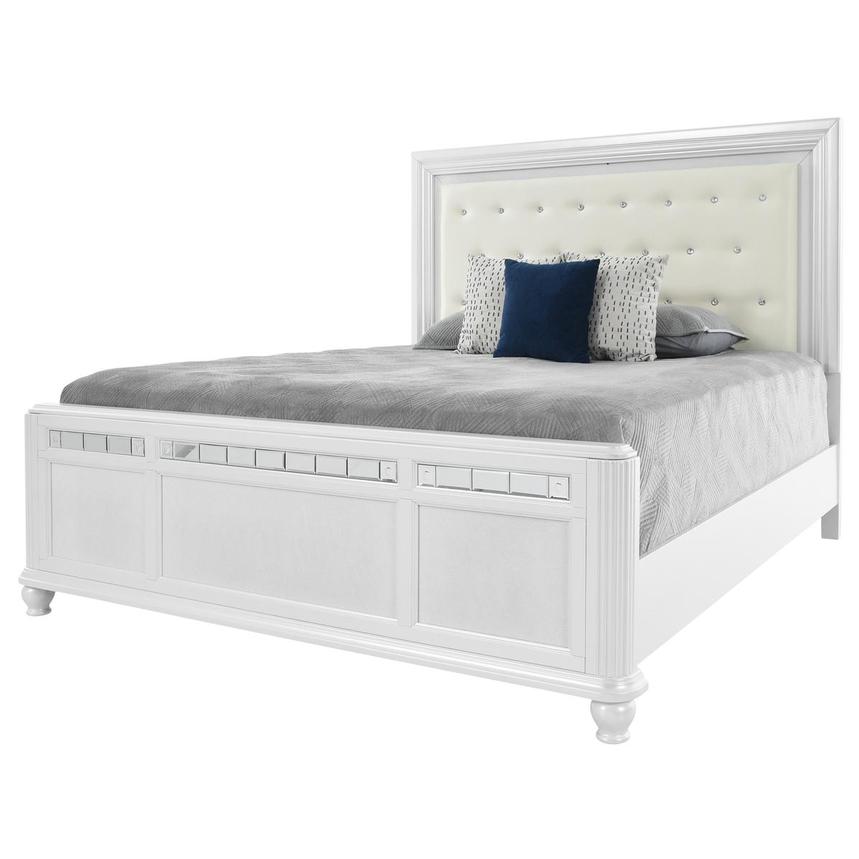 Furniture of America Seboya White King Panel Bed with LED Light