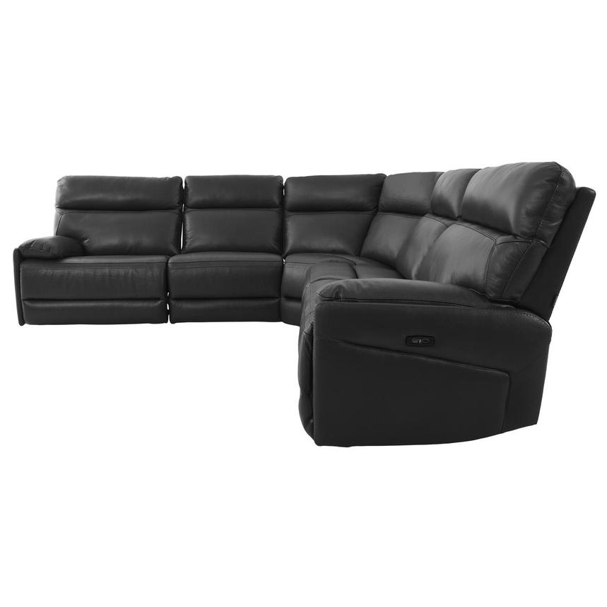 Benz Dark Gray Leather Power Reclining Sectional with 5PCS/3PWR  alternate image, 3 of 9 images.