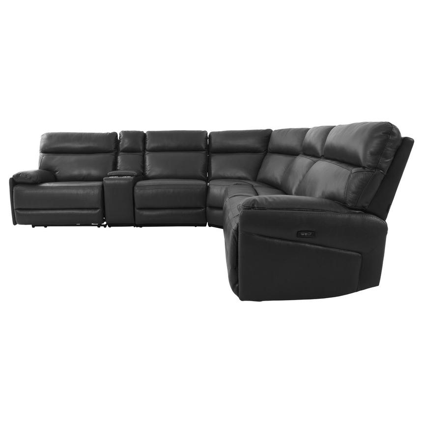 Benz Dark Gray Leather Power Reclining Sectional with 6PCS/2PWR  alternate image, 3 of 12 images.