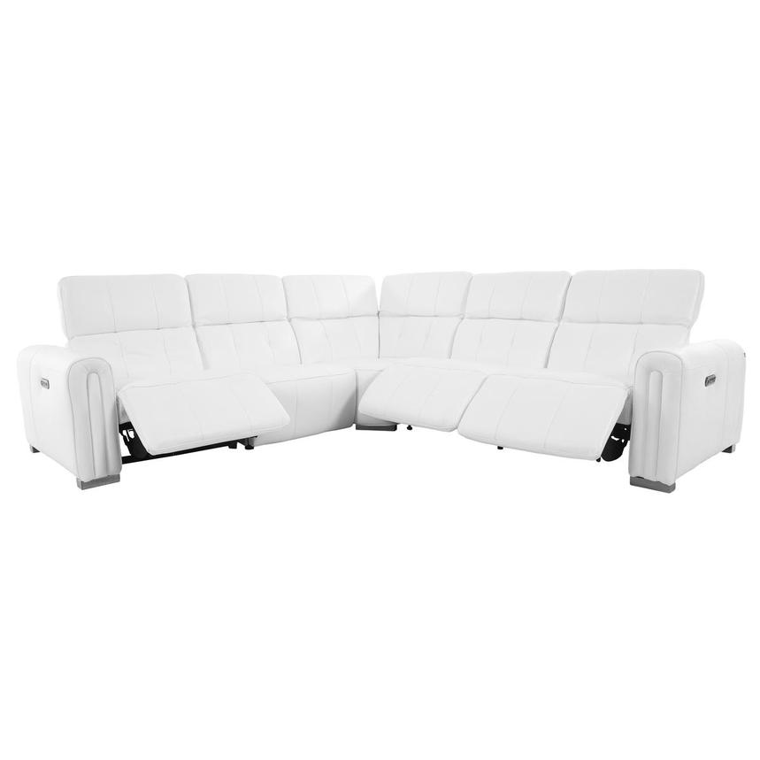 Dolomite White Leather Power Reclining Sectional with 5PCS/3PWR  alternate image, 2 of 9 images.