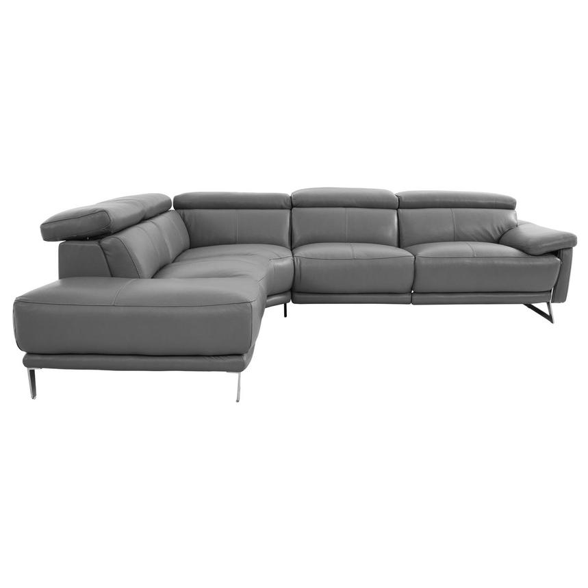 Gabrielle Gray Leather Power Reclining Sofa w/Left Chaise  alternate image, 3 of 11 images.