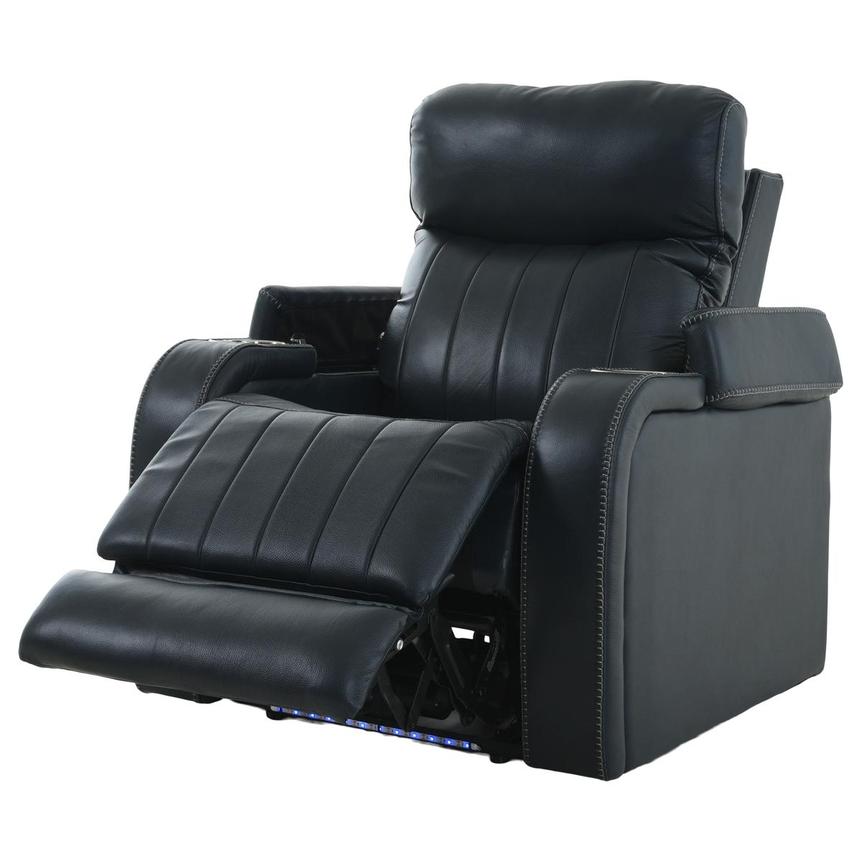 Santiago Blue Leather Power Recliner alternate image, 2 of 12 images.