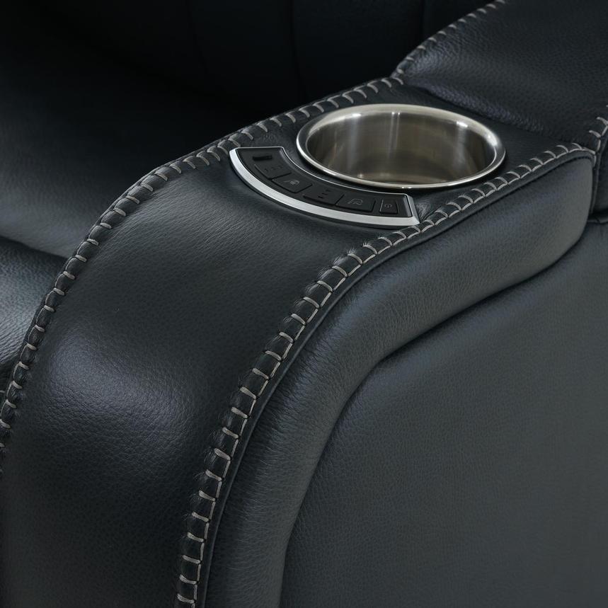 Santiago Blue Leather Power Recliner alternate image, 7 of 12 images.