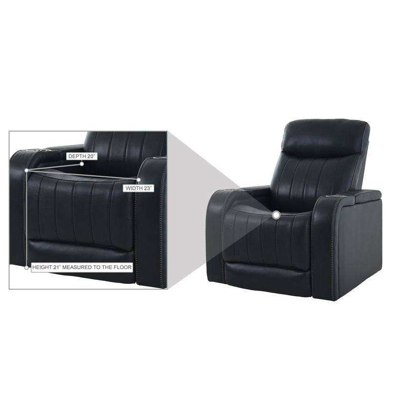 Santiago Blue Leather Power Recliner alternate image, 12 of 12 images.