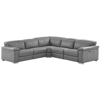Charlie Gray Leather Power Reclining Sectional with 5PCS/2PWR