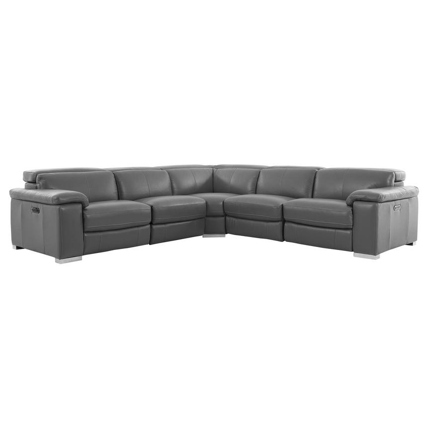 Charlie Gray Leather Power Reclining Sectional with 5PCS/2PWR  main image, 1 of 13 images.