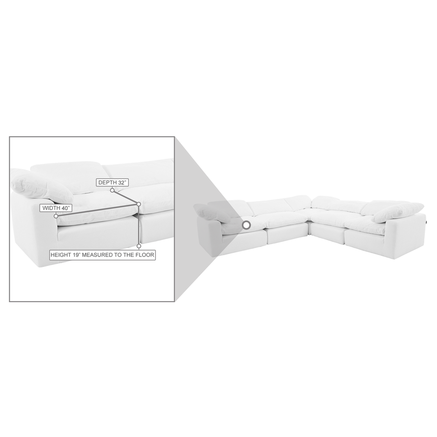Depp White Corner Sofa with 5PCS/2 Armless Chairs  alternate image, 11 of 11 images.