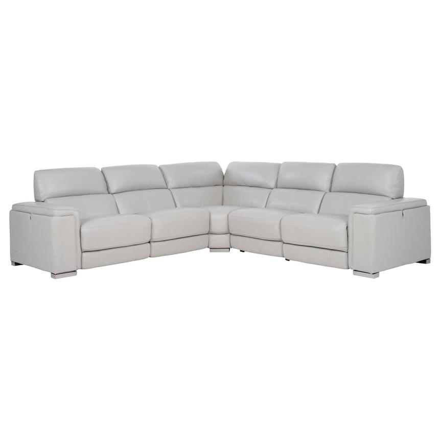 Charlette Silver Leather Power Reclining Sectional  main image, 1 of 9 images.