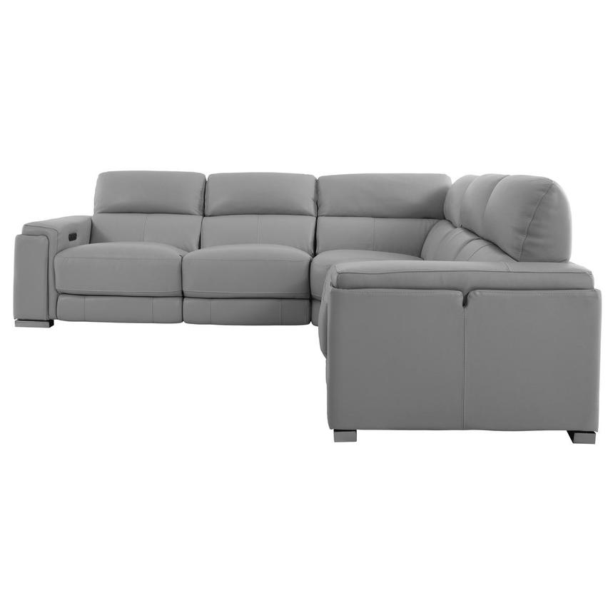 Charlette Silver Leather Power Reclining Sectional  alternate image, 3 of 11 images.