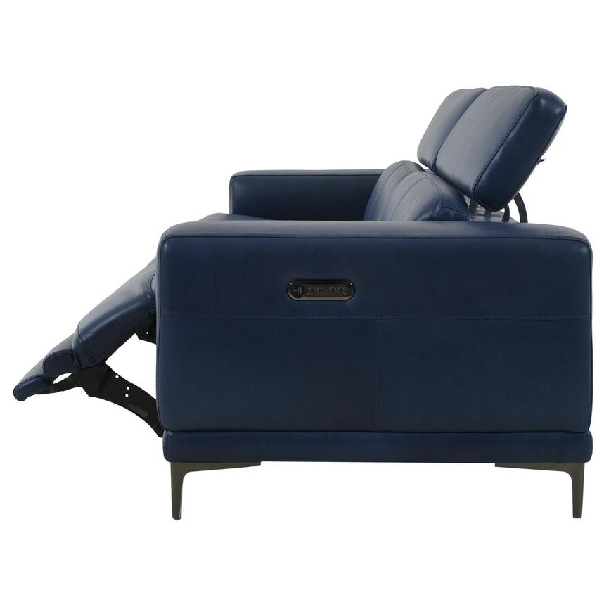 Sid Blue Leather Power Reclining Sofa  alternate image, 4 of 13 images.