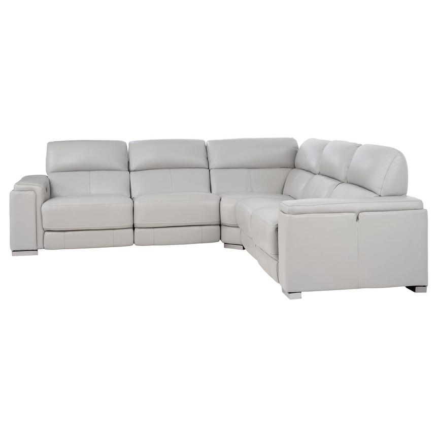Charlette Silver Leather Power Reclining Sectional alternate image, 3 of 9 images.