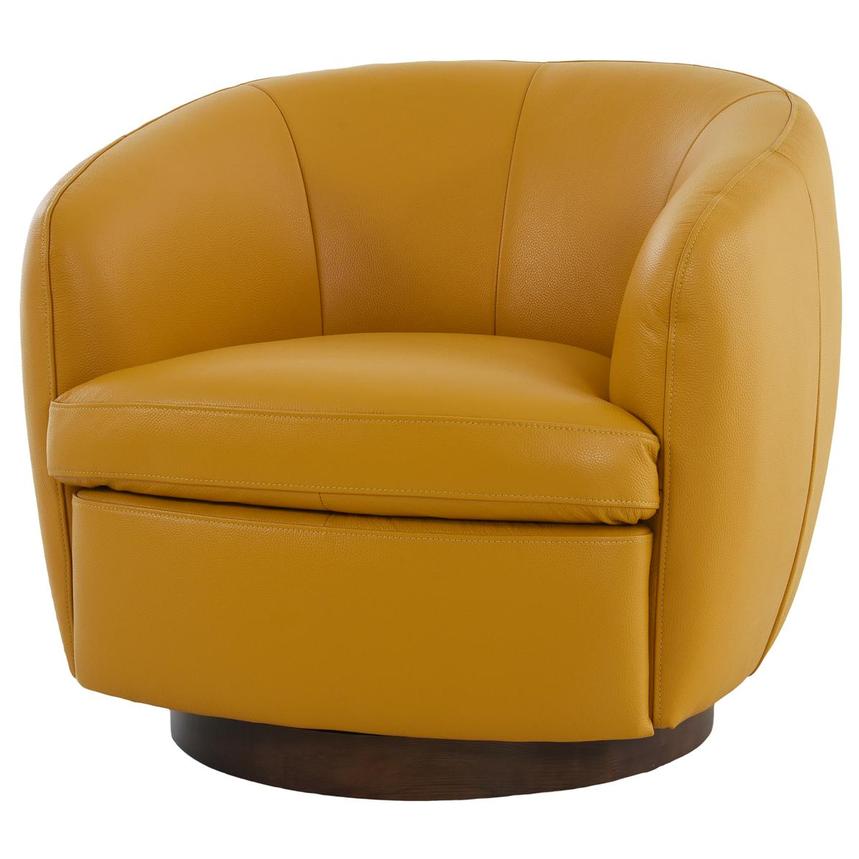 Leyla Yellow Leather Accent Chair  main image, 1 of 9 images.