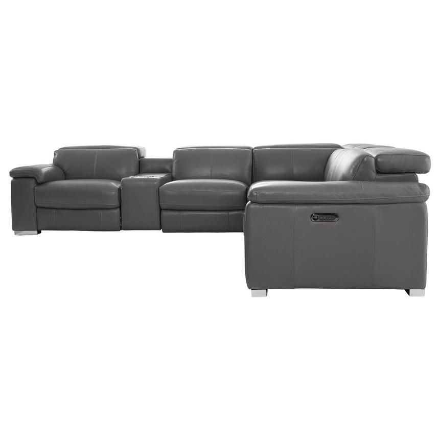 Charlie Gray Leather Power Reclining Sectional with 6PCS/2PWR  alternate image, 4 of 14 images.