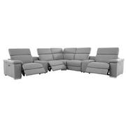 Charlie Light Gray Leather Power Reclining Sectional with 7PCS/3PWR  alternate image, 2 of 15 images.