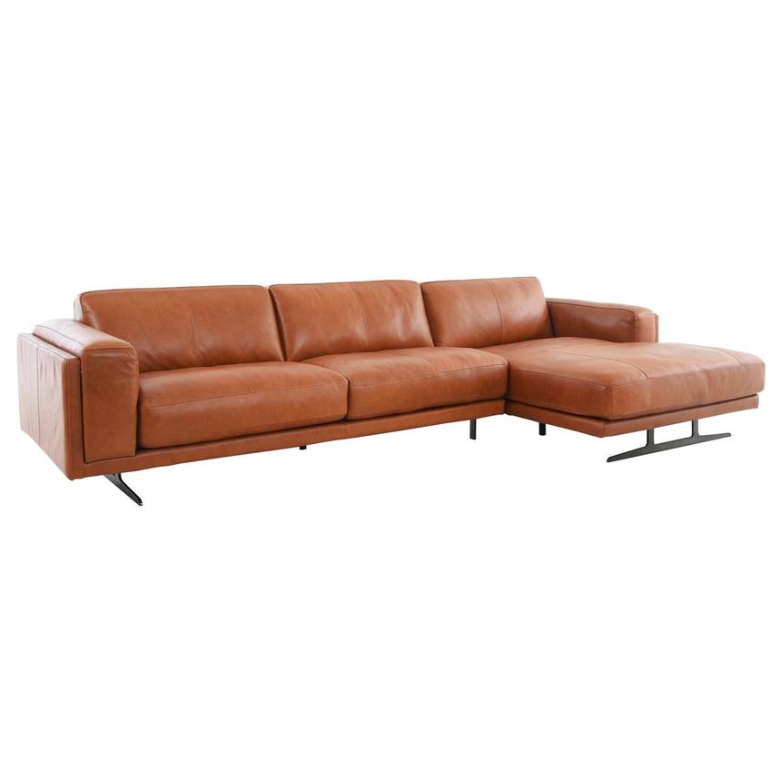 Symphony Leather Sofa w/Right Chaise  alternate image, 3 of 19 images.