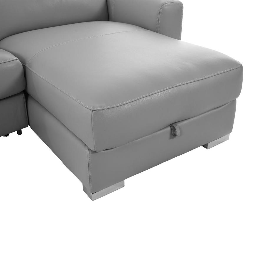 Bay Harbor Silver Leather Sleeper w/Right Chaise alternate image, 9 of 13 images.