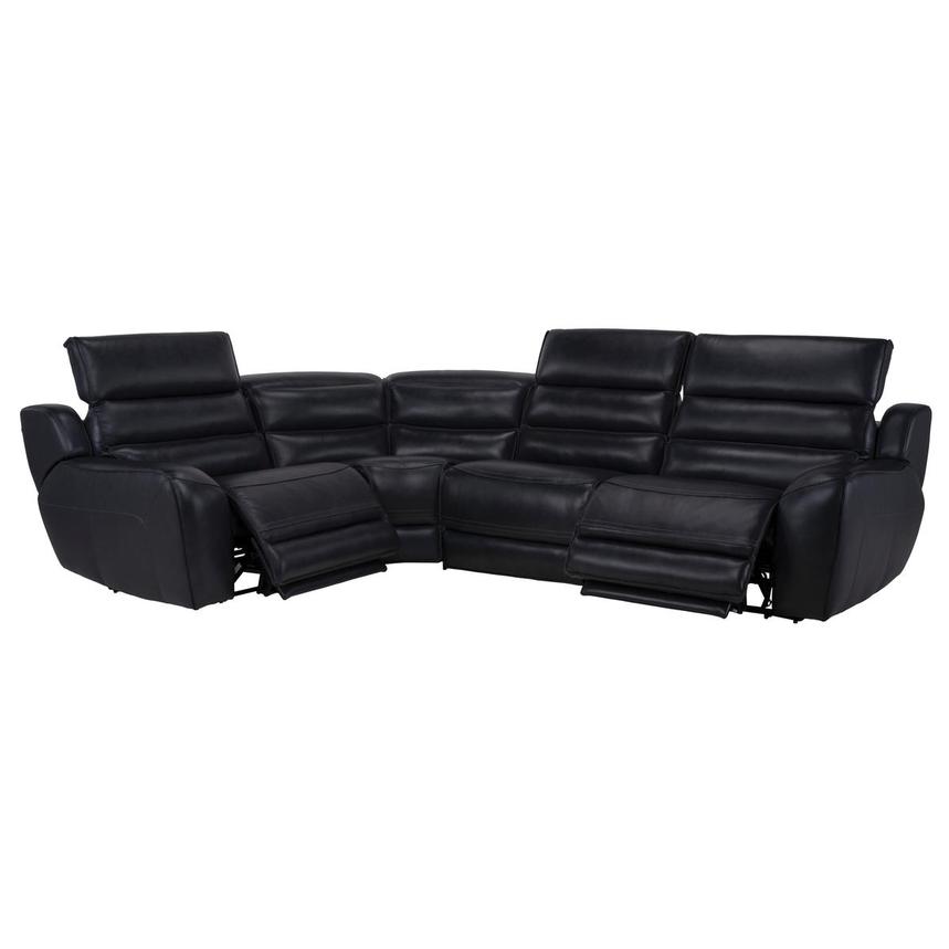 Cosmo II Blueberry Leather Power Reclining Sectional with 4PCS/2PWR  alternate image, 4 of 10 images.