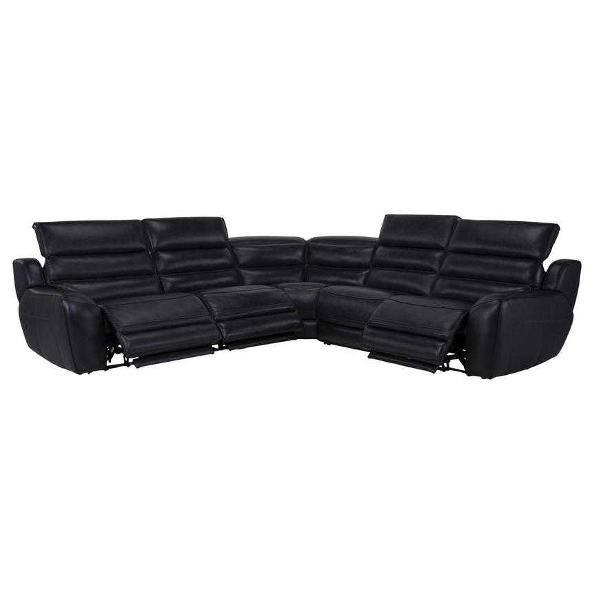 Cosmo II Blueberry Leather Power Reclining Sectional with 5PCS/2PWR  alternate image, 3 of 10 images.