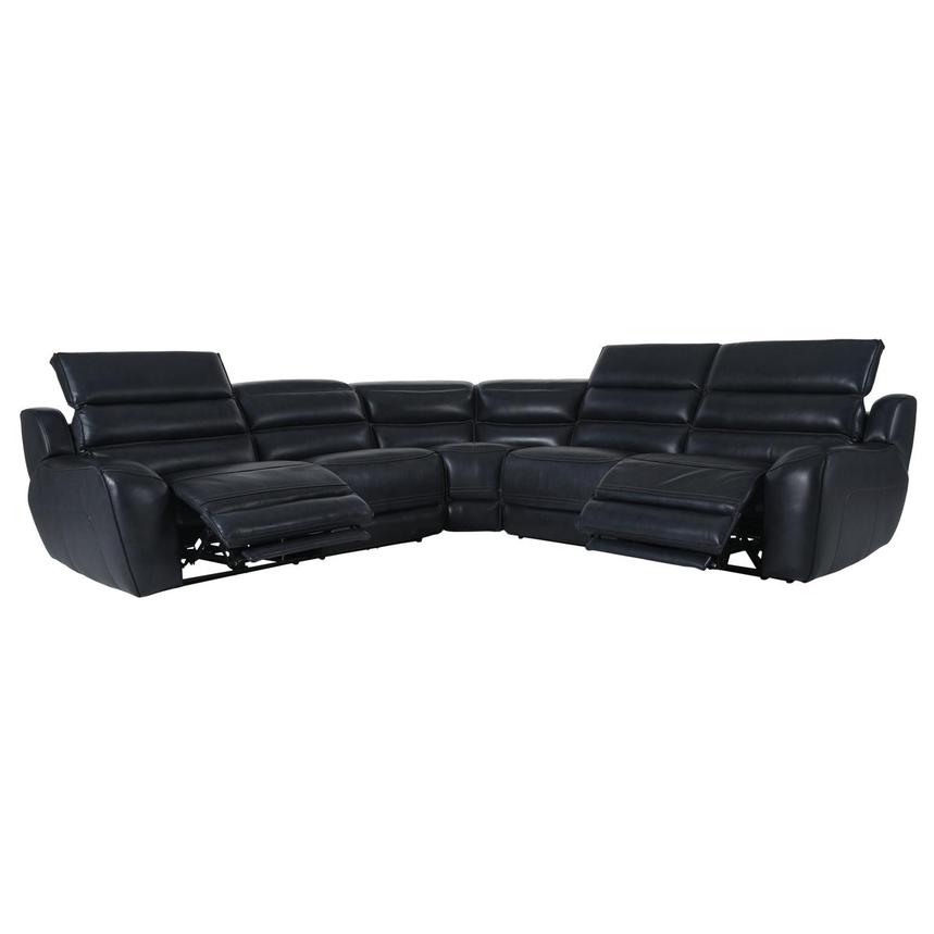 Cosmo ll Blueberry Leather Power Reclining Sectional with 5PCS/2PWR  alternate image, 3 of 14 images.
