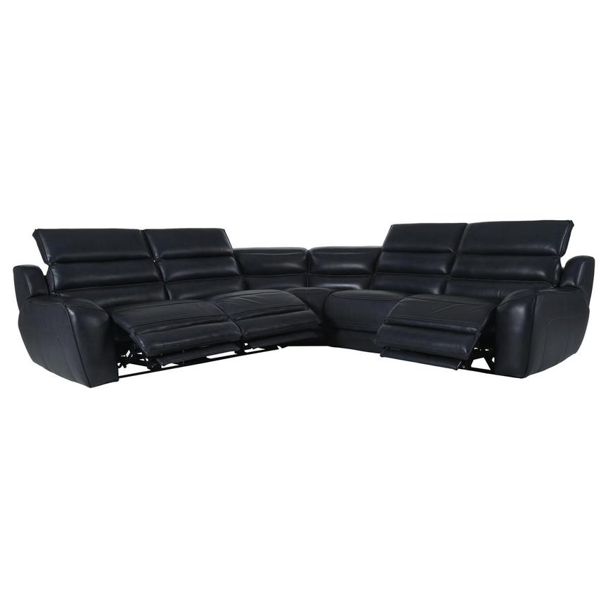 Cosmo II Blueberry Leather Power Reclining Sectional with 5PCS/3PWR  alternate image, 3 of 15 images.