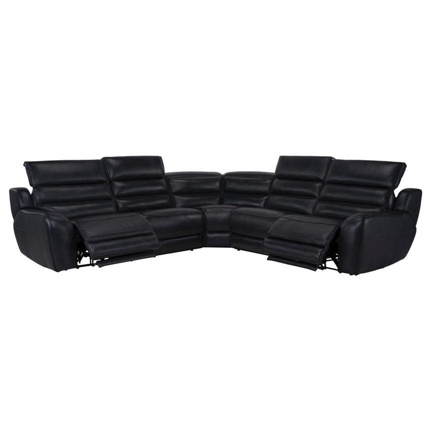 Cosmo II Blueberry Leather Power Reclining Sectional with 5PCS/3PWR  alternate image, 4 of 10 images.