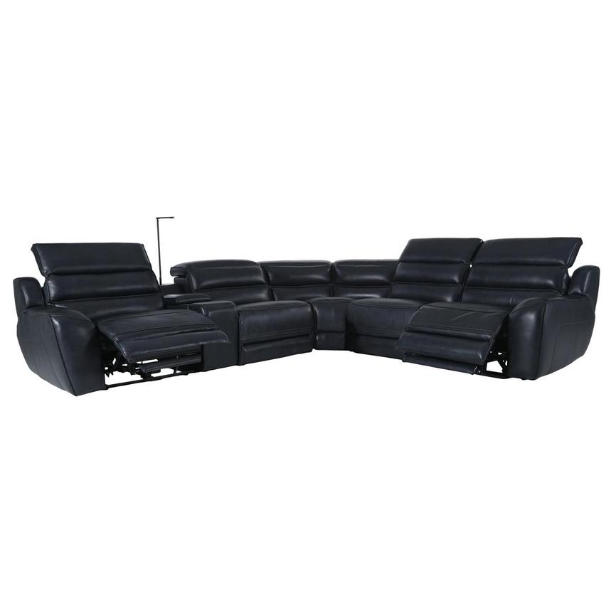 Cosmo ll Blueberry Leather Power Reclining Sectional with 6PCS/2PWR  alternate image, 3 of 19 images.