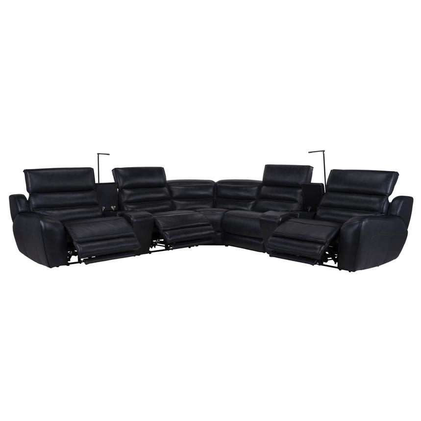 Cosmo II Blueberry Leather Power Reclining Sectional with 7PCS/3PWR  alternate image, 4 of 15 images.