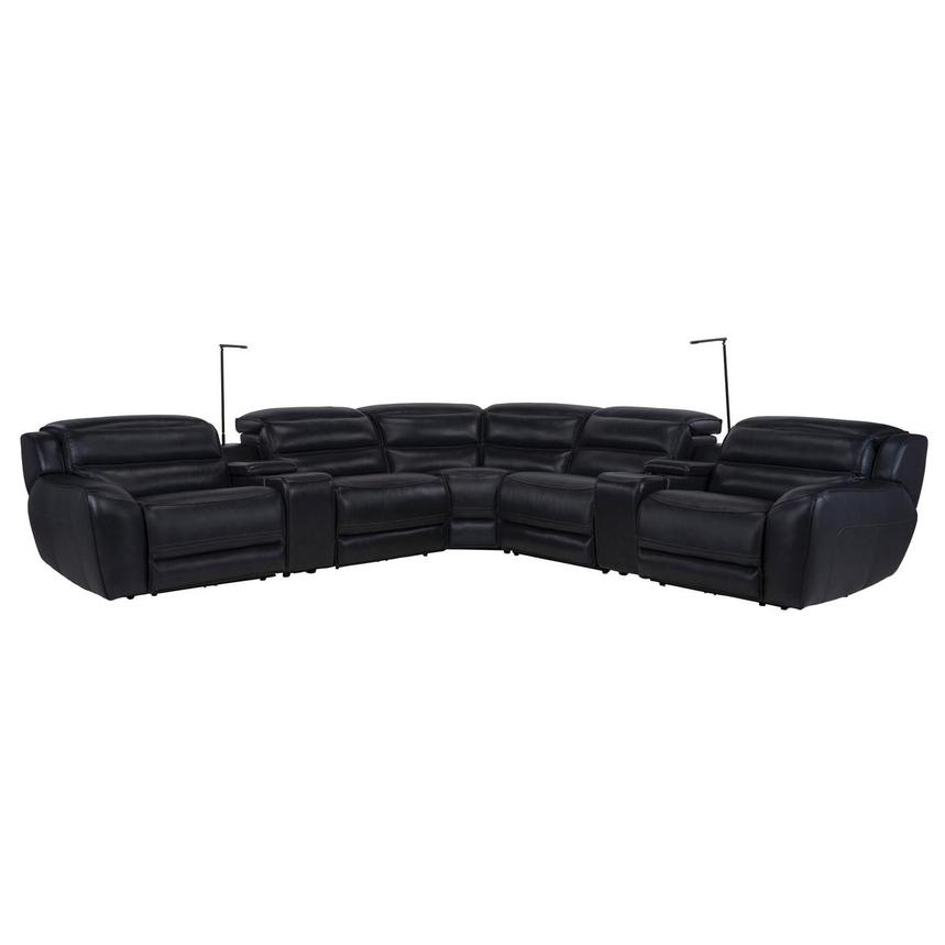 Cosmo II Blueberry Leather Power Reclining Sectional with 7PCS/3PWR main image, 1 of 15 images.