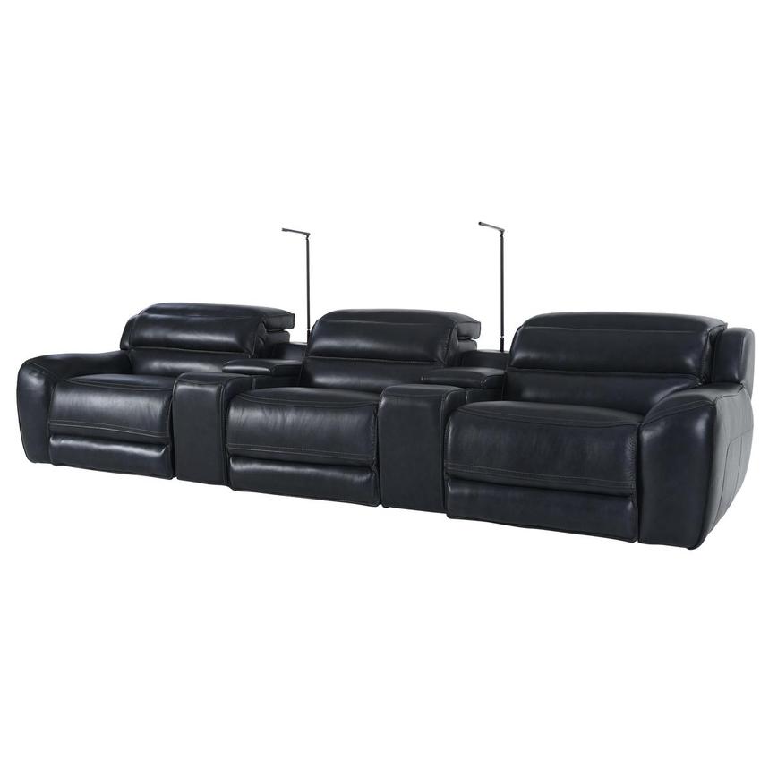 Cosmo II Blueberry Home Theater Leather Seating with 5PCS/3PWR  main image, 1 of 19 images.