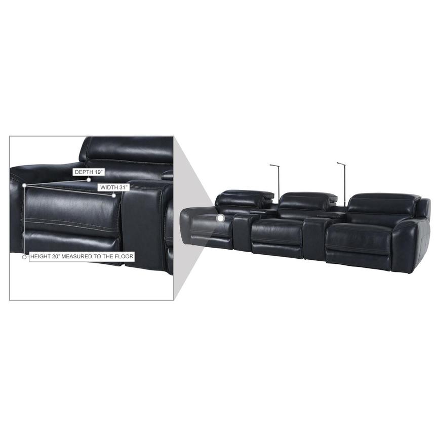 Cosmo II Blueberry Home Theater Leather Seating with 5PCS/2PWR alternate image, 2 of 11 images.