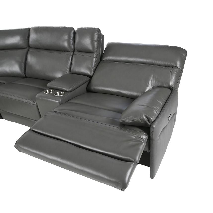 Benz Gray Leather Power Reclining Sectional with 4PCS/2PWR  alternate image, 6 of 10 images.