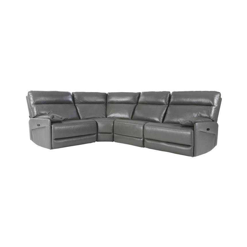 Benz Gray Leather Power Reclining Sectional with 4PCS/2PWR main image, 1 of 10 images.