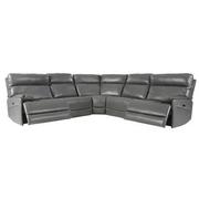 Benz Gray Leather Power Reclining Sectional with 5PCS/2PWR  alternate image, 2 of 10 images.