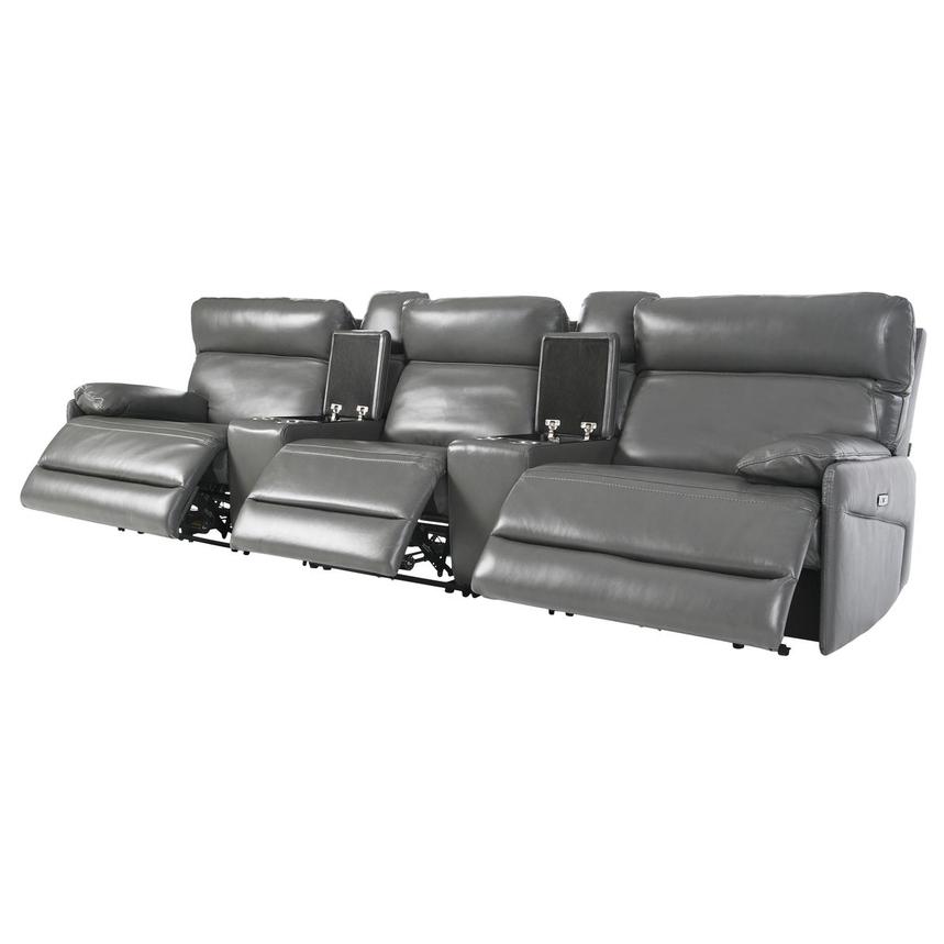 Benz Gray Home Theater Leather Seating with 5PCS/3PWR  alternate image, 3 of 13 images.