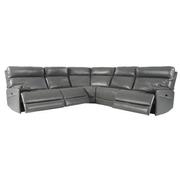 Benz Gray Leather Power Reclining Sectional with 5PCS/3PWR  alternate image, 2 of 10 images.