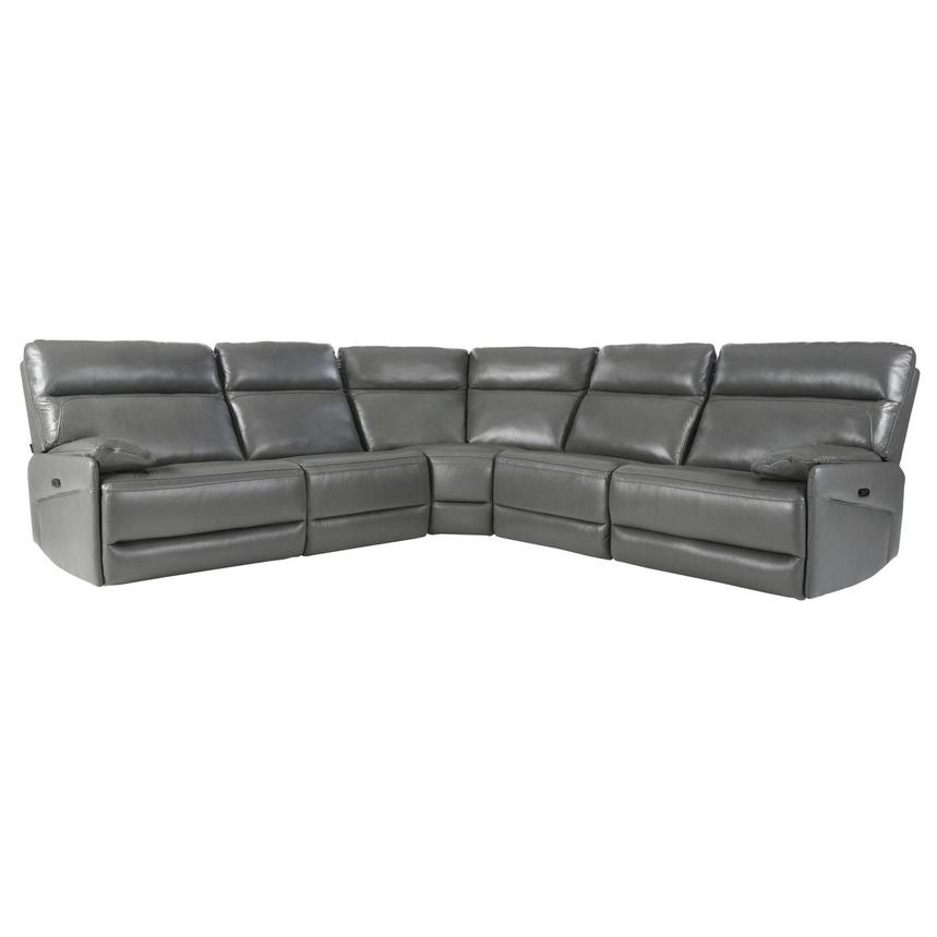 Benz Gray Leather Power Reclining Sectional with 5PCS/2PWR main image, 1 of 10 images.