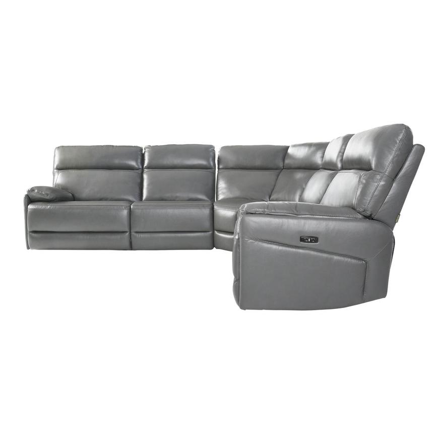 Benz Gray Leather Power Reclining Sectional with 5PCS/3PWR alternate image, 3 of 10 images.