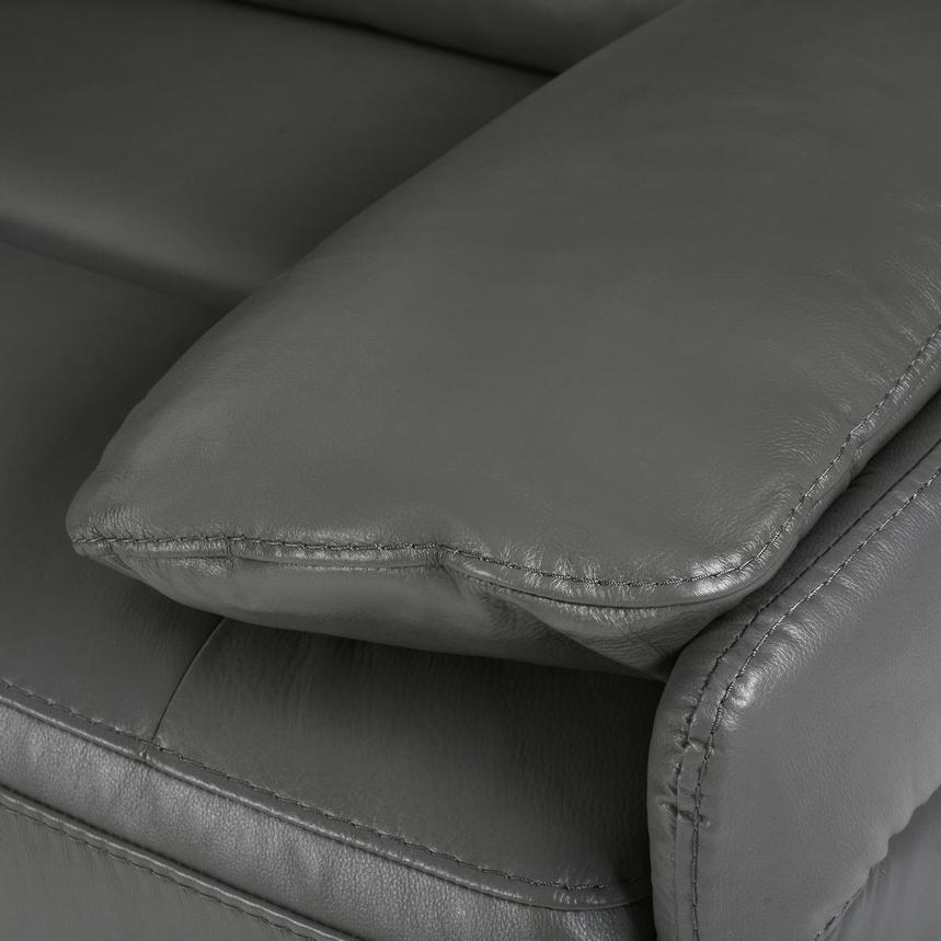Benz Gray Leather Power Reclining Sectional with 5PCS/3PWR alternate image, 8 of 10 images.