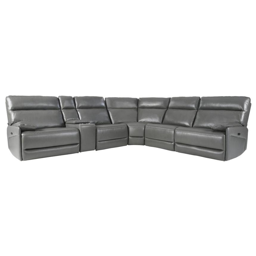 Benz Gray Leather Power Reclining Sectional with 6PCS/2PWR  main image, 1 of 13 images.