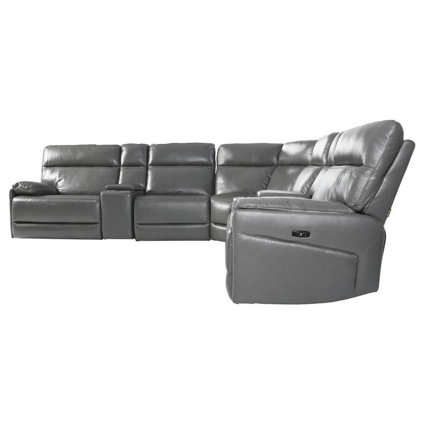 Benz Gray Leather Power Reclining Sectional with 7PCS/3PWR  alternate image, 4 of 14 images.
